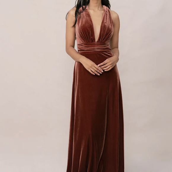 Revelry - Dylan Velvet Dress, Rust - Picture 4 of 11